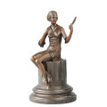 Женская Коллекция бронзы ручной работы скульптура девушки зеркало Латунь статуя ТПЭ-703